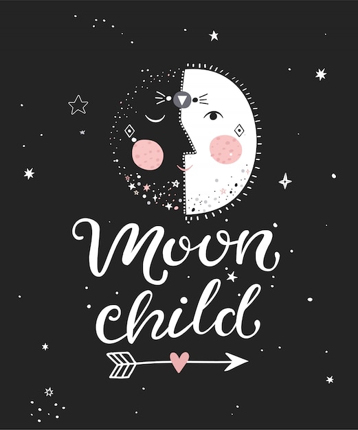 Mond kind monochrom poster