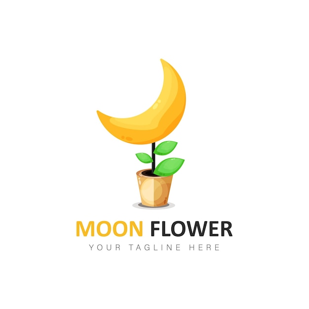 Mond mit Blumenlogo-Designillustration