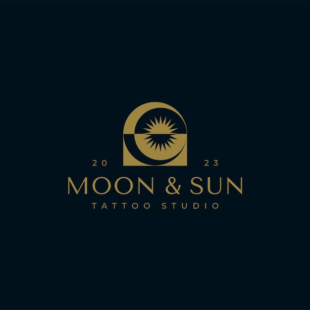 Vektor mond und sonne einfache logo-design-vorlage