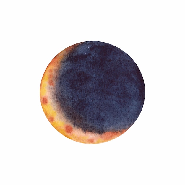 Mondfinsternis Aquarell Illustration handgezeichnete Illustration