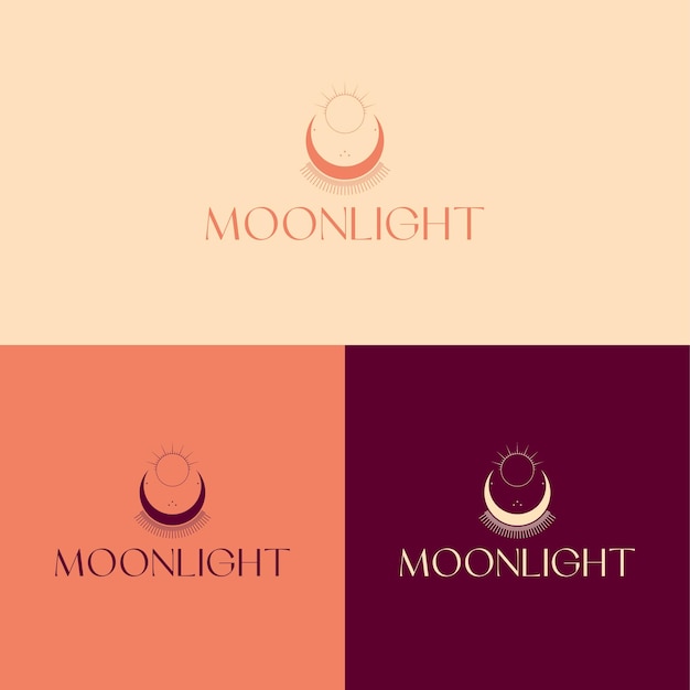 Mondlicht-Vektorlogo. Eleganter Halbmond und Sterne-Logo-Design-Linie-Icon-Vektor im luxuriösen Stil