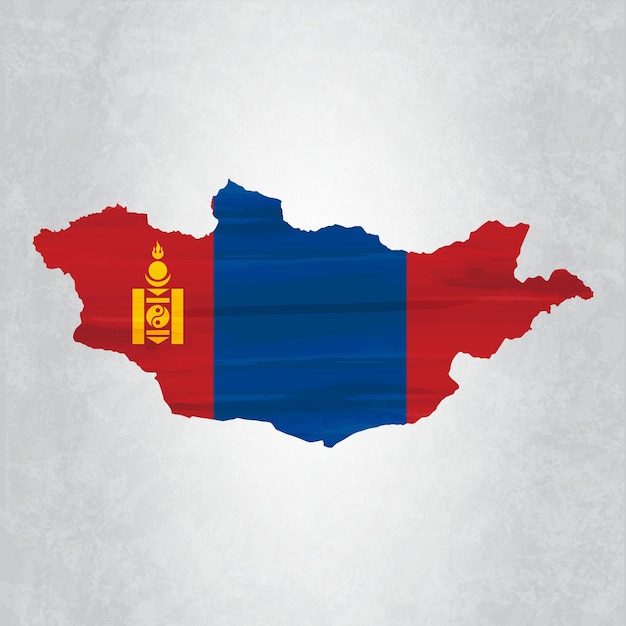 Mongolei-karte mit flagge