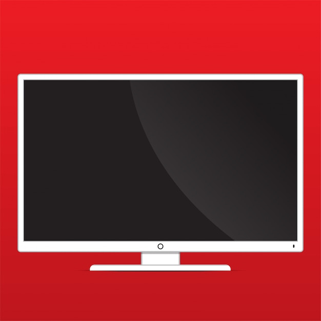 Monitor auf rotem Hintergrund mit Kopierraum
