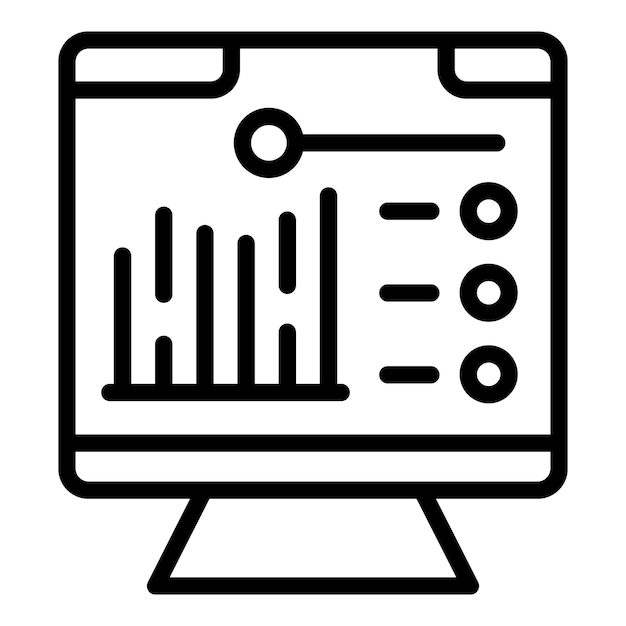 Monitor-Daten-Symbol-Umriss-Vektor Grafikdiagramm Berichtsdaten