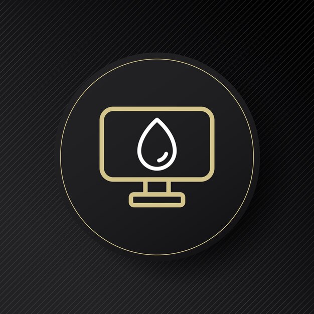 Monitor mit Drop-Line-Symbol Wasser sparen lineares Stilzeichen für mobiles Konzept und Webdesign Grünes Friedenskonzept Glasmorphismus-Stil Vektorliniensymbol für Unternehmen und Werbung