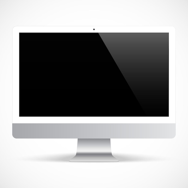 Monitor weiße Farbe mit leerem Touchscreen isoliert auf dem grauen Hintergrund