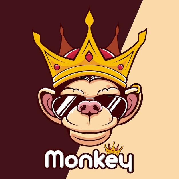 Monkey king crown kopf logo maskottchen