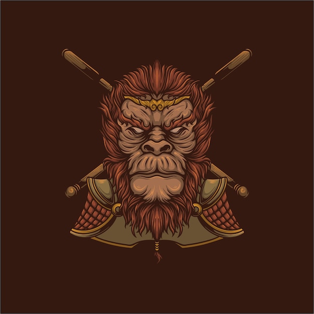 Vektor monkey king head vector illustration