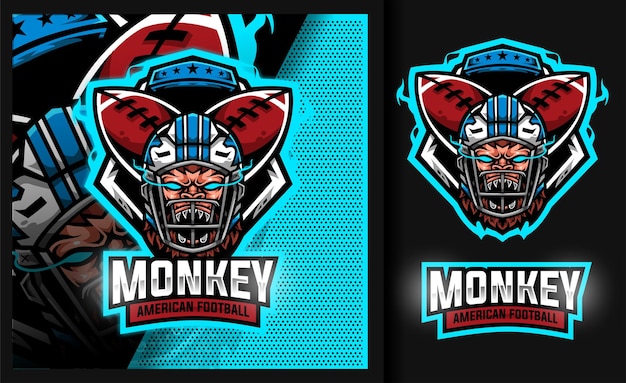 Monkey Rugby Maskottchen Sport Fußball Logo