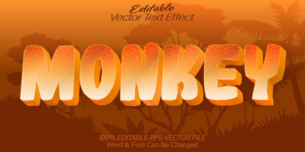 Monkey Vector Text-Effekt Bearbeitbares Alphabet Tier Tierwelt Dschungel Säugetier