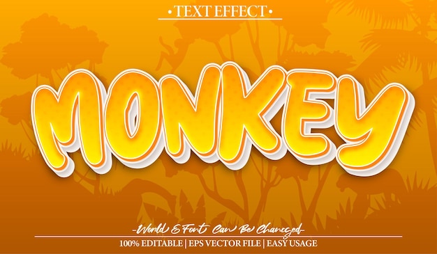 Monkey Vector Text-Effekt Bearbeitbares Alphabet Tierpark Wildtiere Dschungelsafari