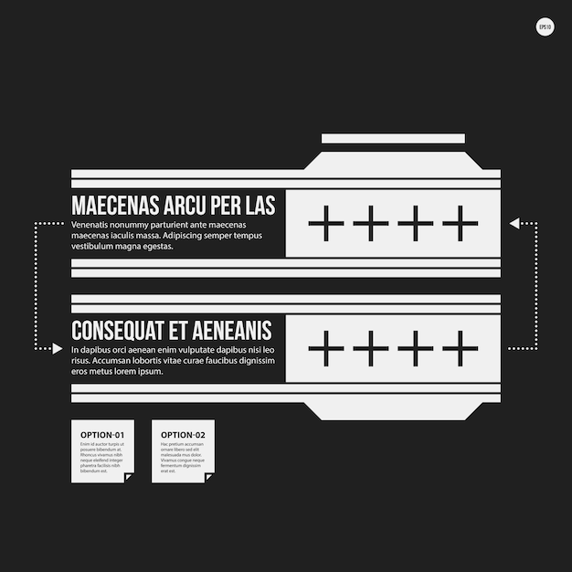 Monochrome optionen vorlage im strengen kontrast stil. nützlich für präsentationen und webdesign.