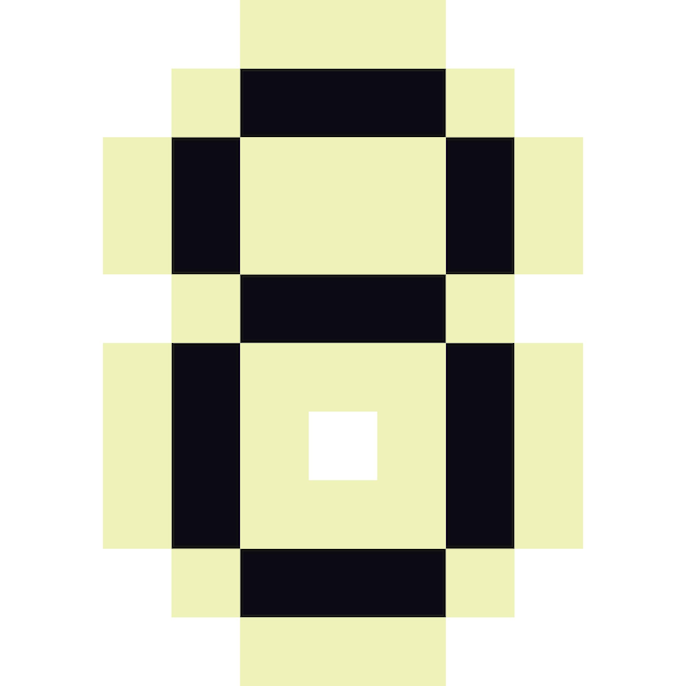 Monochrome Pixel-Art-Symbol mit Nummer 8