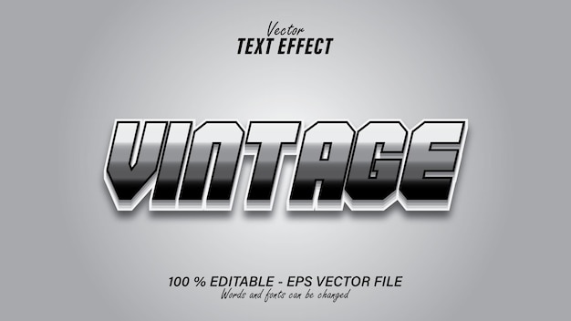 Monochrome vintage 3d-texteffekt-designvorlage editierbare eps-datei