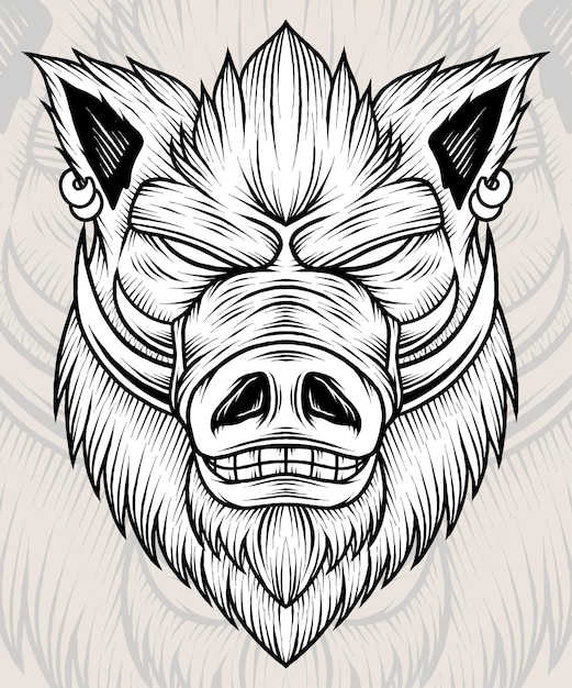 Monochrome wildschwein-illustration