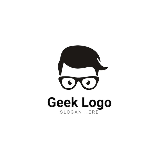 Monochromes geometrisches Bart-Geek-Logo-Design