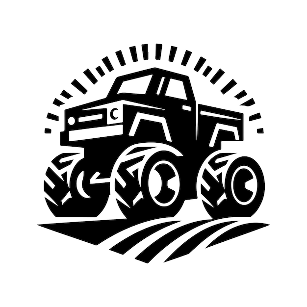 monochromes geometrisches Illustrationslogo von Monster Truck