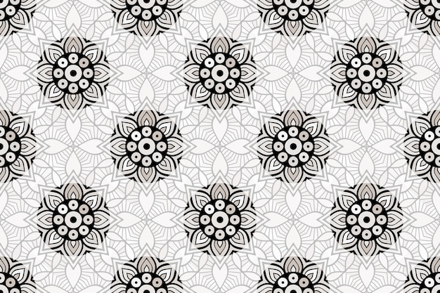 Monochromes nahtloses mandala-muster