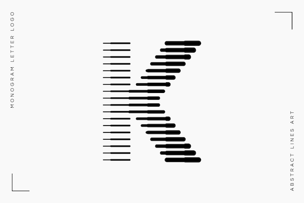 Vektor monogramm-logo buchstabe k linien abstrakte moderne kunst-vektor-illustration