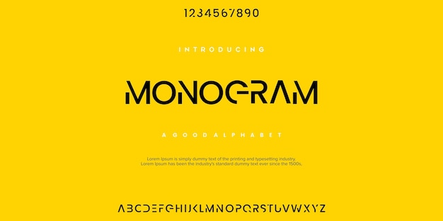 Monogramm Moderne minimale abstrakte Alphabetschriften Typografietechnologie elektronischer Film digital