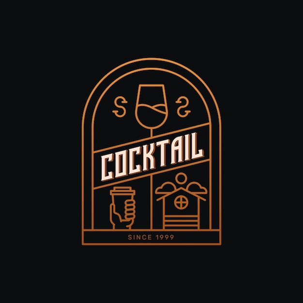 Monoline-brau- und cocktail-logo-vorlage