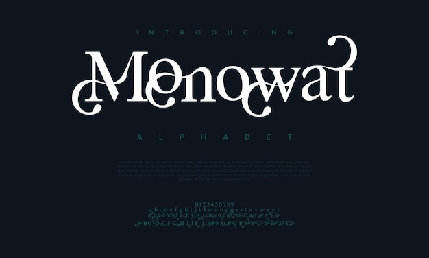 Monowat premium luxus elegantes alphabet buchstaben und zahlen elegante hochzeits-typographie klassische serif