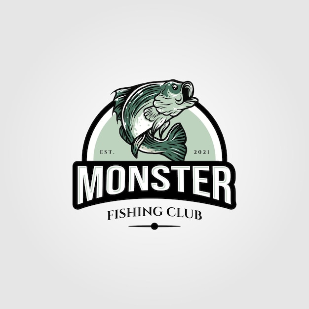 Monster bass logo vektor vorlage illustration design