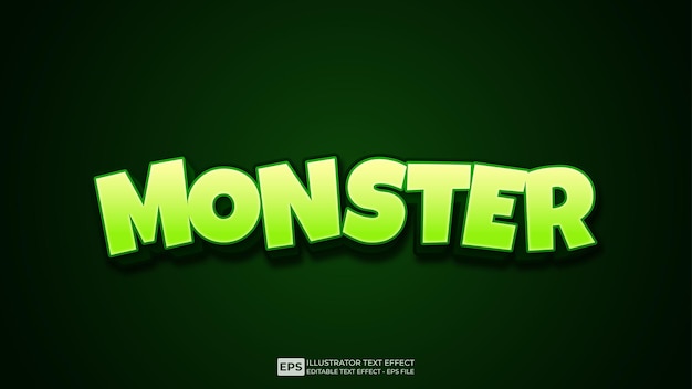 Monster bearbeitbare 3d-texteffekt-schriftart