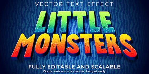 Monster-cartoon-texteffekt; bearbeitbarer comic und lustiger textstil