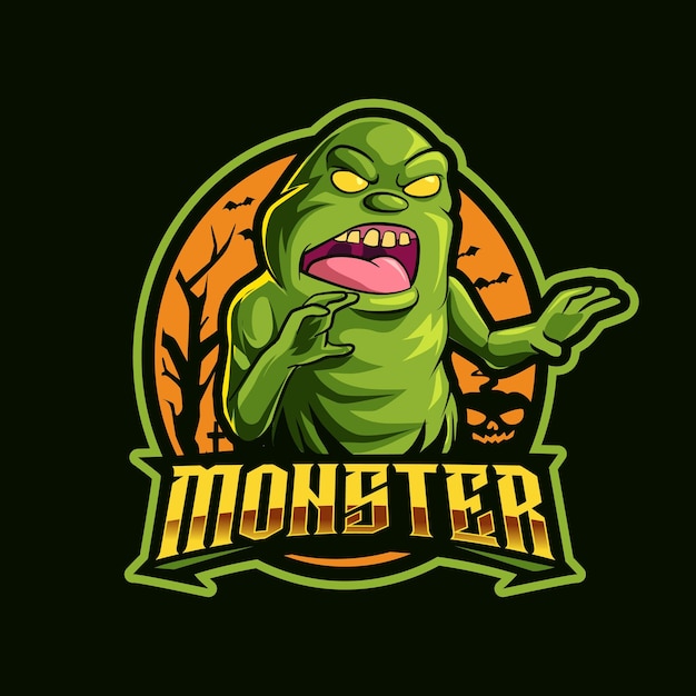 Monster-Karikatur-Maskottchen-Logo-Illustration