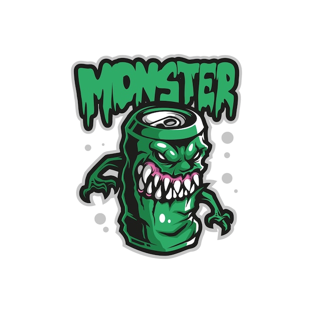 Vektor monster-maskottchen-logo-designvektor mit modernem illustrationskonzeptstil für abzeichen-emblem und t-shirt-druck monsterillustration trinken