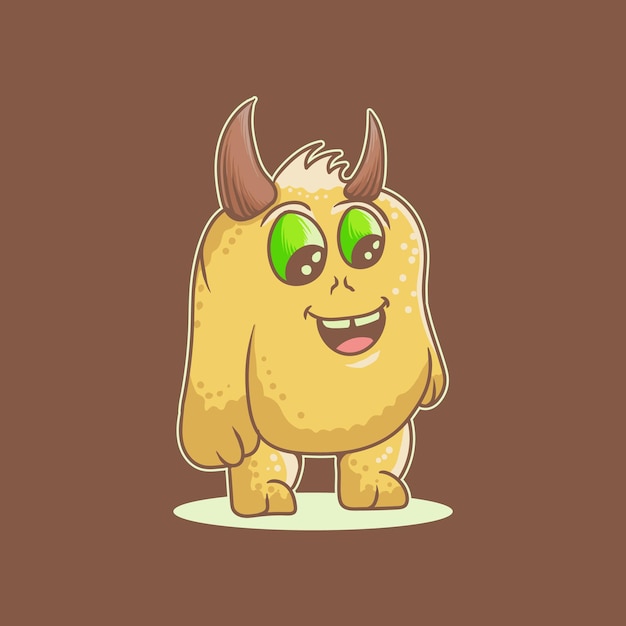 Monster niedlicher cartoon-logo-vektor