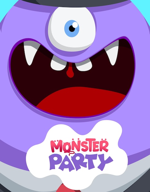 Monster Party Alien Vector Concept Design Monster Party Text in gruseliger seltsamer Charakterkreatur