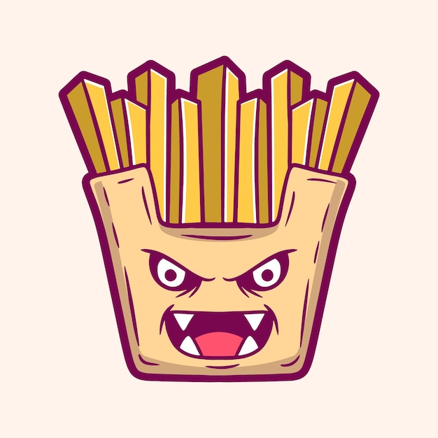 Monster-pommes-frites-karikatur