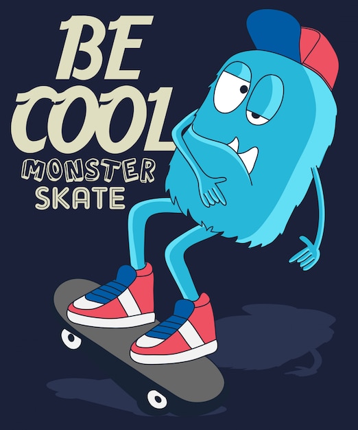 Vektor monster skateboarding design