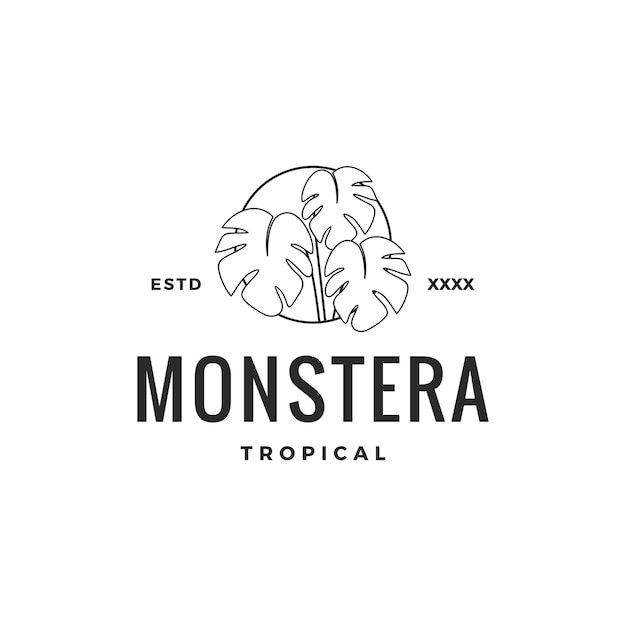 Monstera-baum-abzeichen-logo-design-vektor-illustration