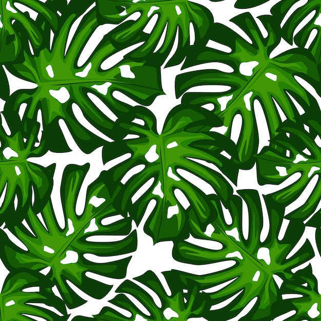 Monstera hinterlässt nahtlose muster. botanischer blatthintergrund. design für stoff, textildruck, geschenkpapier. vektor-illustration