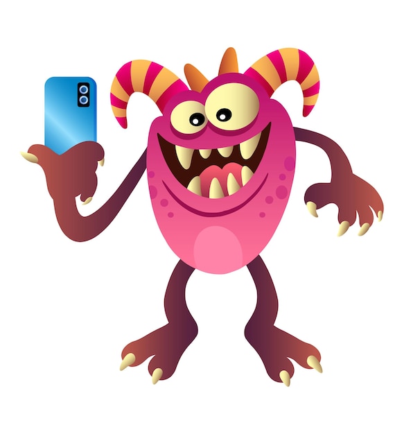 Monsterhörner-selfie mit smartphone