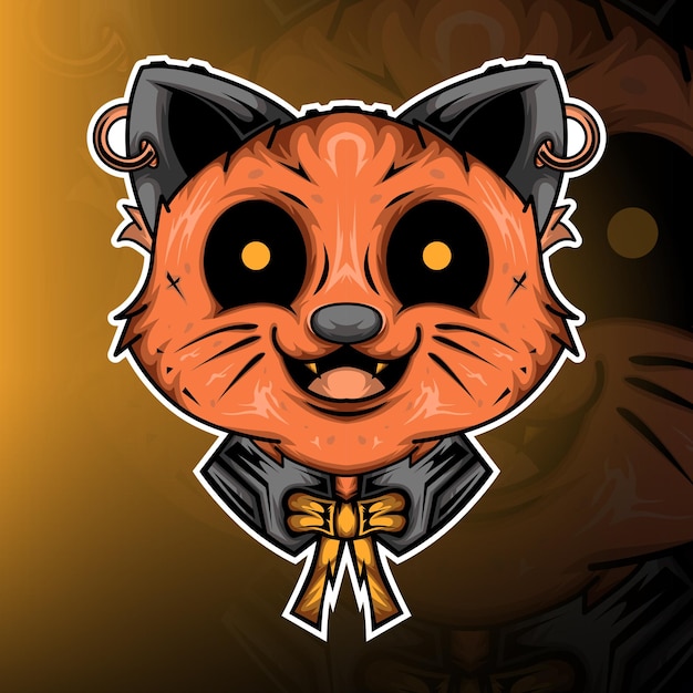 Monsterkatzen-gaming-maskottchen-logo-vektor