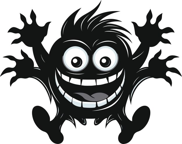 Vektor monströses maskottchen zeichentrickfilm monster logo kreatur komfort schwarz vektor-ikonen