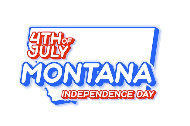 Montana state 4. juli unabhängigkeitstag mit karte und usa national color 3d-form von us