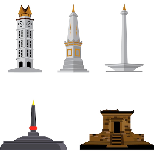 Monumen der indonesischen sammlungsillustration