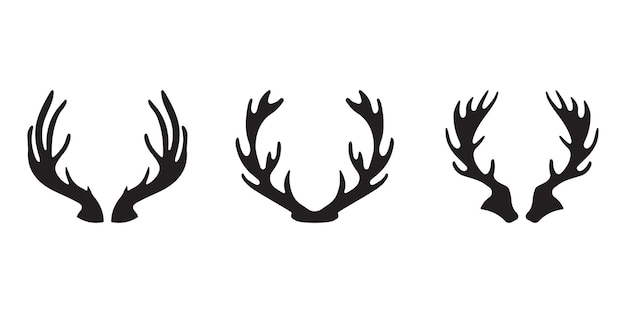 Moose Horn Silhouette Vector Set