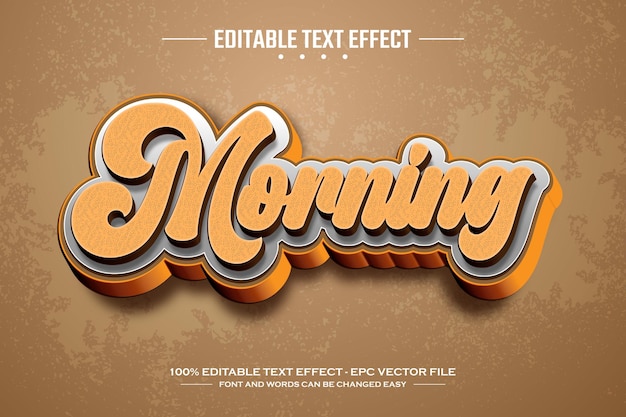 Morgen 3D bearbeitbare Texteffektvorlage