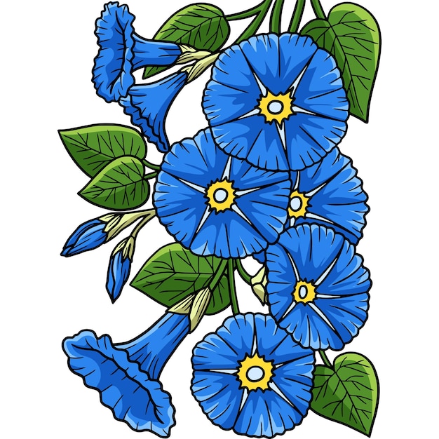 Vektor morning glory flower cartoon farbige cliparts