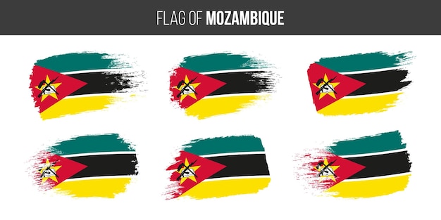Mosambik-flags pinselstrich-grunge-vektor-illustration flagge von mosambik isoliert auf weiß