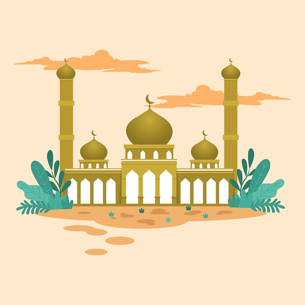 Moschee gebäude islam religion illustration