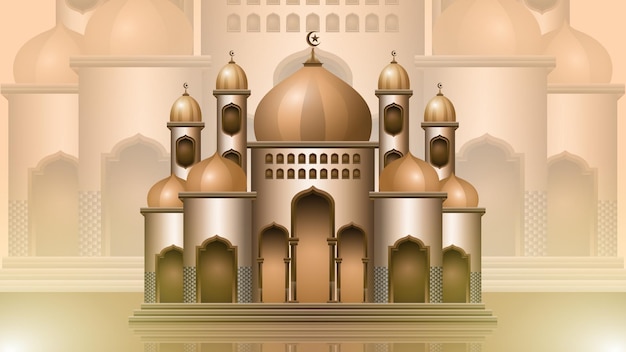 Vektor moschee-gebäude-vektor-illustration-design mit schöner kuppel