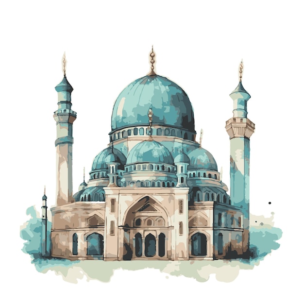 Vektor moschee gezeichnet mit aquarellvektorillustrator