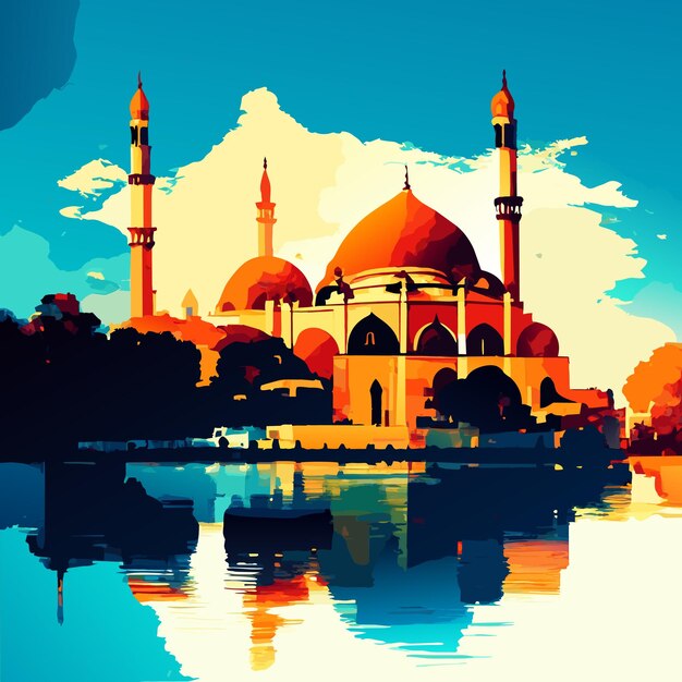 Moschee-Illustration im Aquarell-Stil